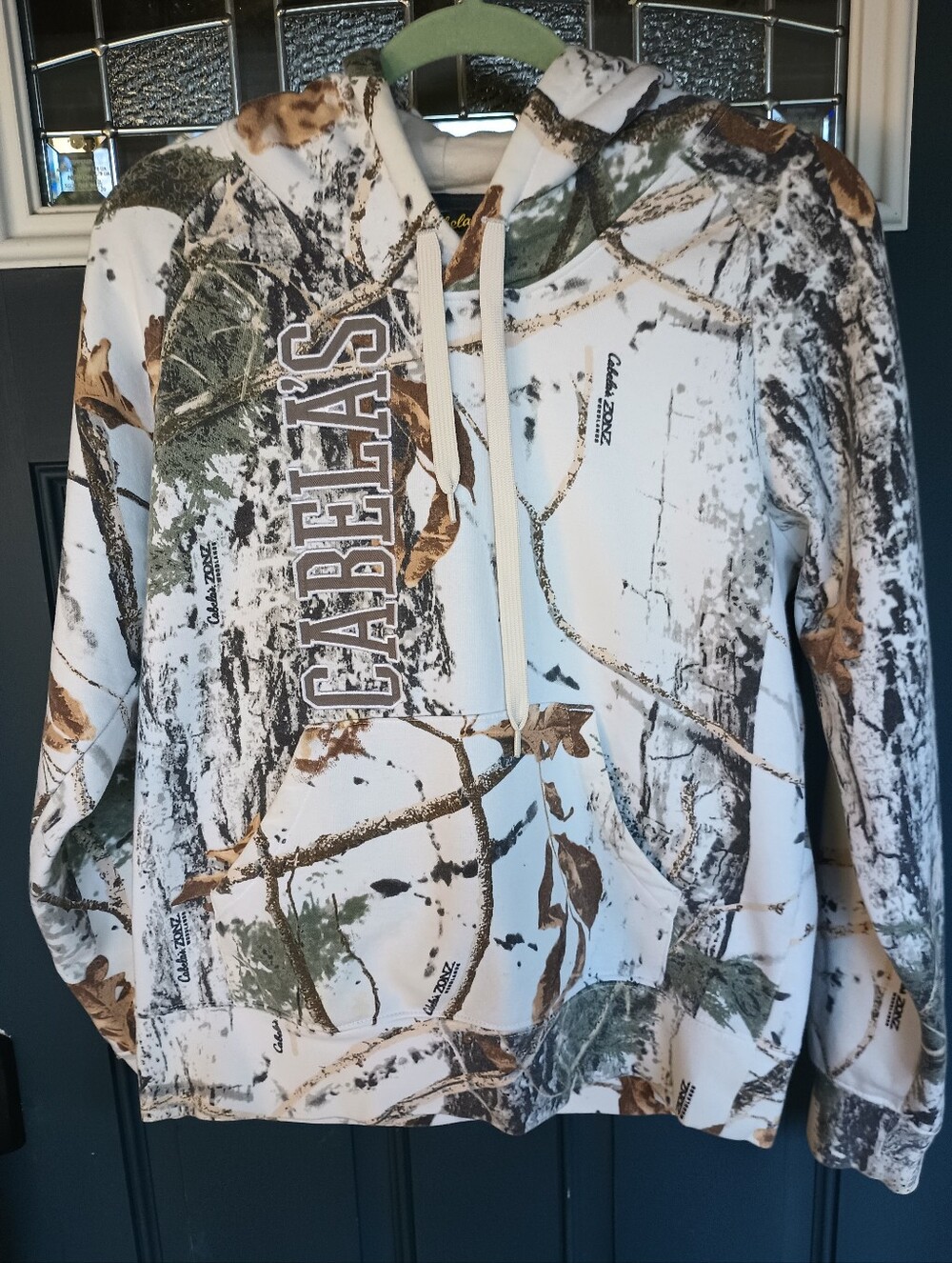 Cabela's Snow Camo Hoodie  Sz M Campingcore Hunting Streetwear